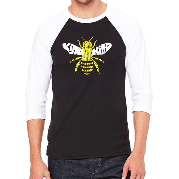 Men's Raglan Baseball Word Art T-shirt - Bee Kind