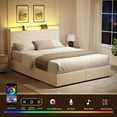 thumbnail image 4 of GUNAITO Queen Size Bed Frame with 4 Storage Drawers, Upholstered LED Bed with USB Ports, Modern Bed with Headboard Noise Free Platform Bed with Metal Frame, Beige, 4 of 9