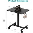 thumbnail image 3 of Mobile Small Standing Desk, Gas Spring Adjustable Height Rolling Portable Laptop Desk with Lockable Wheels, Computer Workstation, Rolling Podium (Black, 17.8 * 25.5), 3 of 6