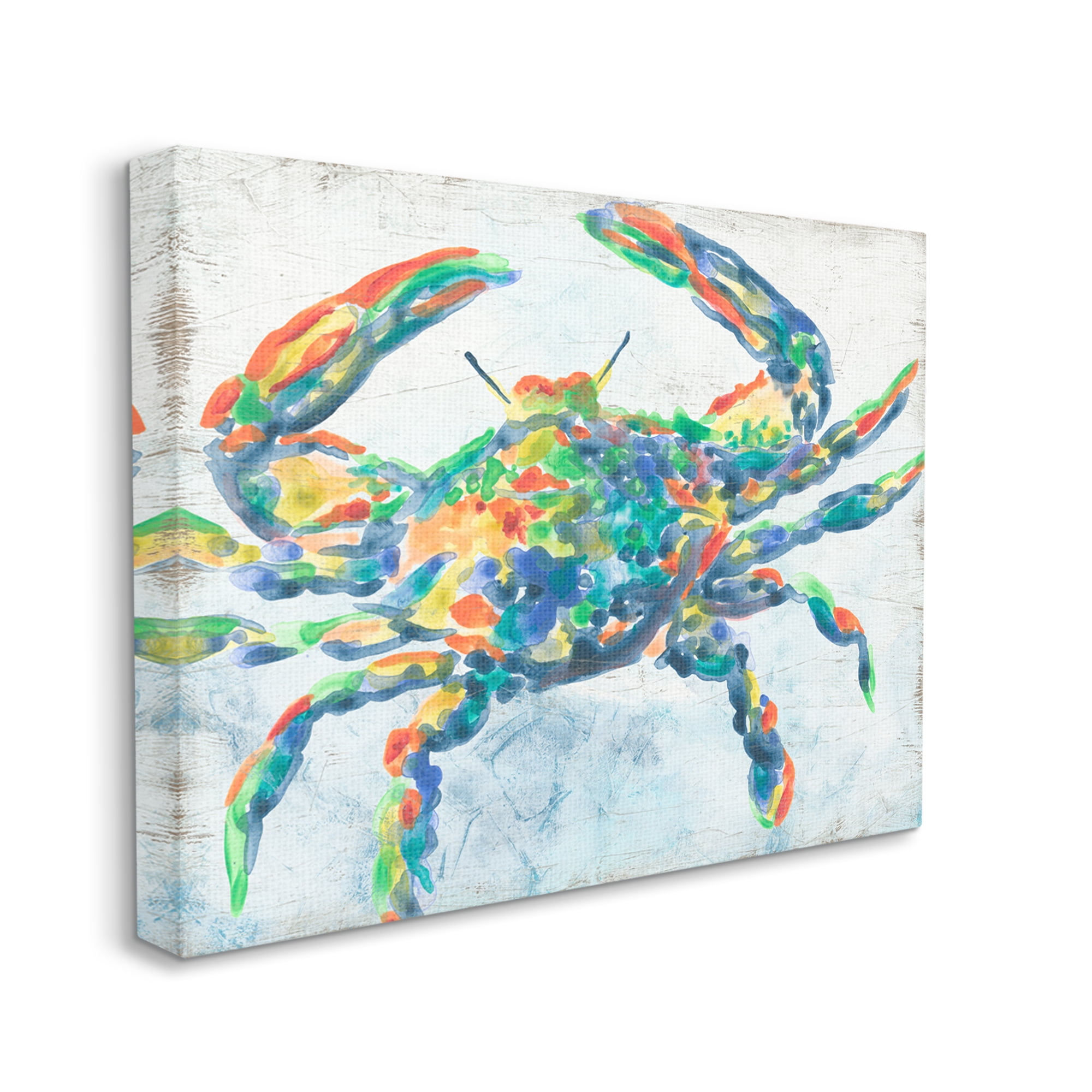 Stupell Industries Abstract Hued Crab Animals & Insects Painting Gallery Wrapped Canvas Art Print Wall Art, 40 x 30