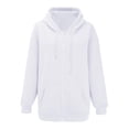 thumbnail image 6 of Ogiraw Womens Tops Jackets for Women Zip Up Jackets for Women Women's Fall Jacket Oversized Pocket Sweatshirt Casual Drawstring Clothing Zipper Track Jacket Solid Color Long Sleeve Hooded Top White, 6 of 7
