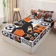 thumbnail image 2 of Castle Fairy Minimalist Soccer Collage Zipper Twin Comforter Sets with Fitted Sheet and 2 Pillowcases, Sports Theme Zipper Bedding Set, Orange Black White,4-Piece,Black Reversible, 2 of 6