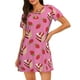 thumbnail image 1 of Fotbe Strawberry Cake Bata de Dormir para Mujer con Estampado, Camisón de Algodón de Manga Corta, Ropa de Dormir Casual, 1 of 6