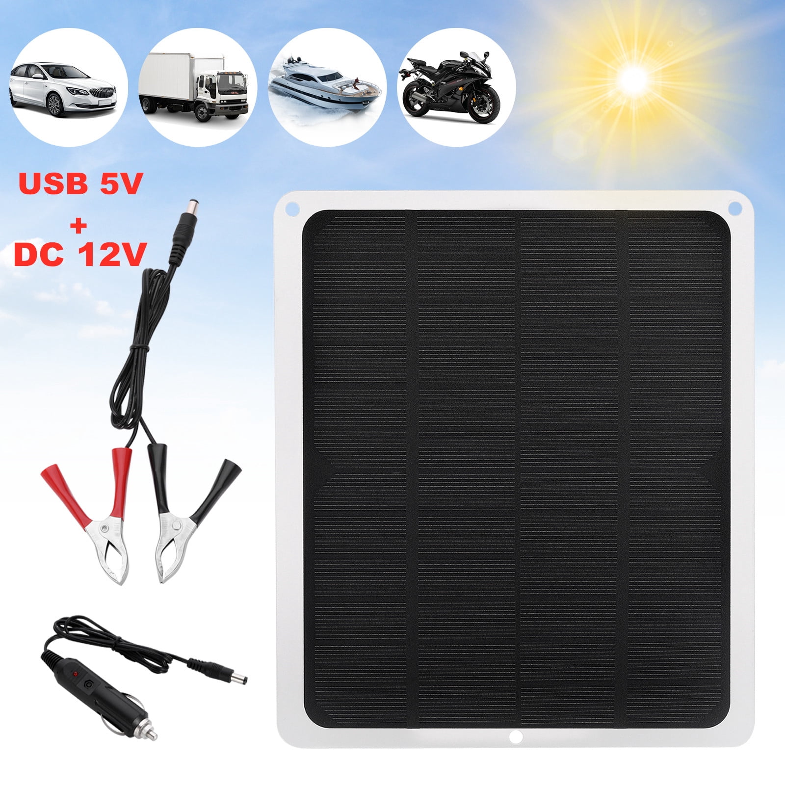 Lohoms 22W Solar Panel Kit 12V Trickle Charger Battery Charger Maintainer Boat RV Car