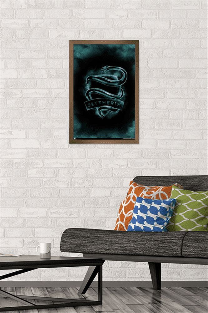 Harry Potter - Slytherin Crest Magic Wall Poster, 14.725" x 22.375", Framed