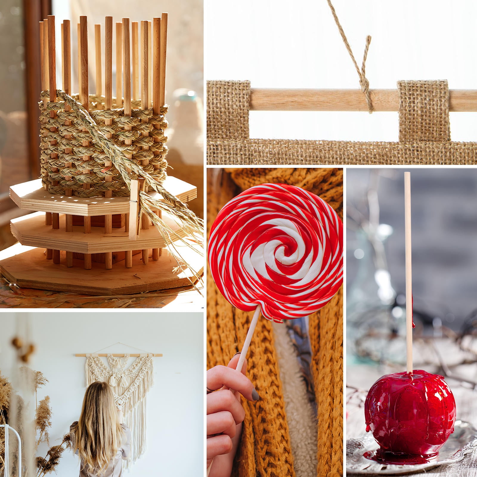 AURARMLET 50Pcs Wood Round Sticks Unfinished Hardwood Dowels for Versatile Craft Projects
