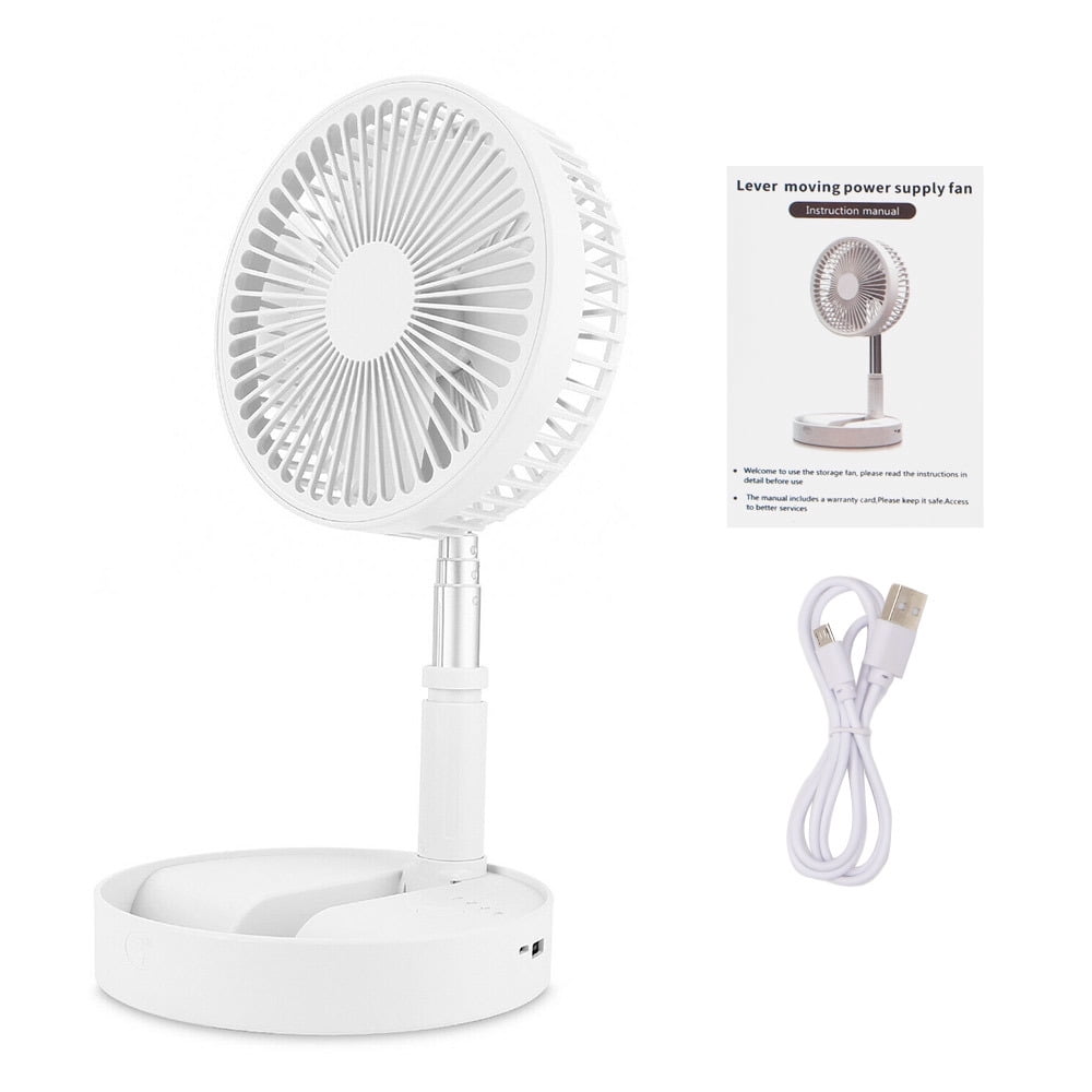 JLLOM Portable Stand Fan Folding Pedestal USB Rechargeable Telescopic Table Floor Fan