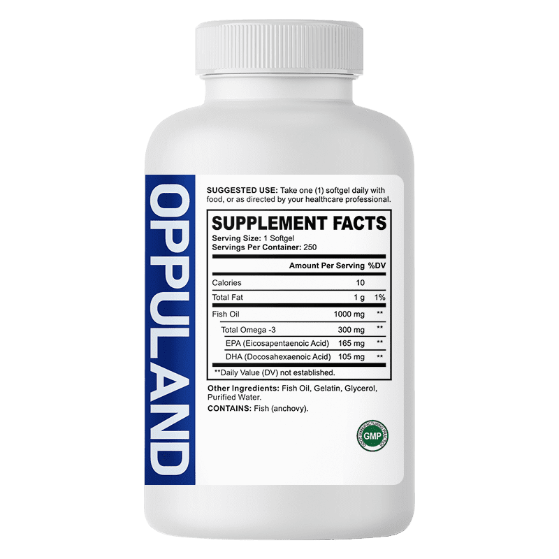 Oppuland Gold Omega-3 Fish Oil – High-Potency EPA & DHA for Heart, Brain, Joint & Immune Support – 120 Softgels Capsules Natural Lemon Flavor