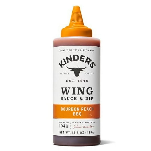 Kinders Wing Sauce And Dip Bourbon Peach Bbq 2 Pack 15.5 Oz