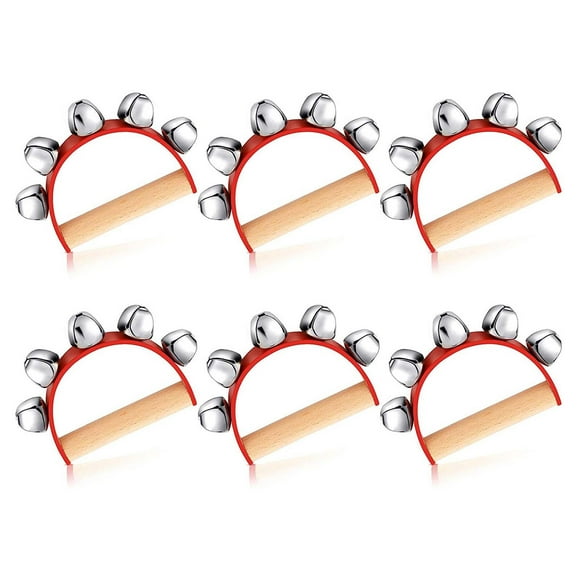 Dvkptbk 6pc Bell Percussion Instrument Five Bell Leather Hand Bell Bracelet Bell