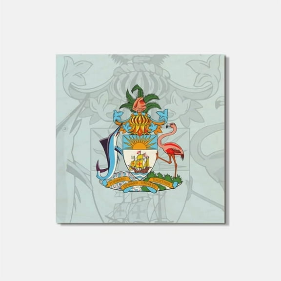 Bahamas Coat Of Arms 4'' X 4'' Square Wooden Coaster