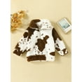 thumbnail image 2 of JYYYBF Toddler Girls Winter Warm Fleece Coat Long Sleeve Lapel Cow Print Zipper Outerwear, 2 of 7