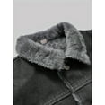 thumbnail image 4 of Men's retro washed denim jacket - thickened fleece lining for warmth winter coat, button cuffs and chest pocket design gray-black non-stretchable fabric, machine washable durable cold weather coat, 4 of 6