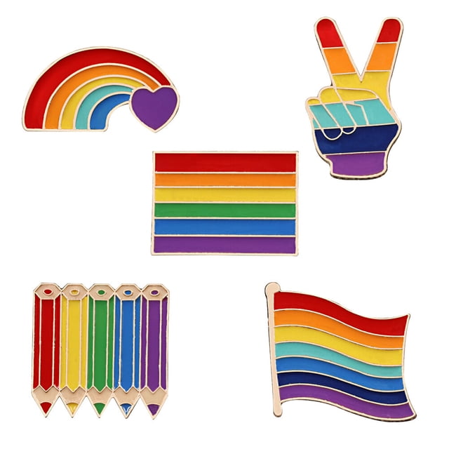 Miangastore 5Pcs Decorative Brooch Rainbow Breastpin Homosexual Brooches Clothes Accessory