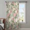 thumbnail image 4 of White Pink Flower Sheer Curtains 63 Inches Long, Shabby Chic Spring Vintage Leaf Green Light Filering Curtains, Breathable Simi Curtain Privacy Drapes for Living Room Bedroom Window Treatment, 4 of 9