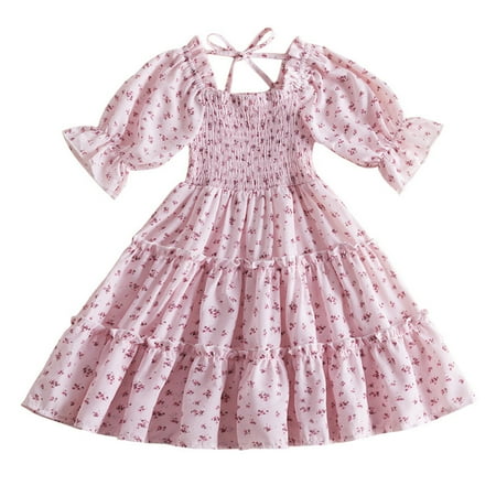 

Pimfylm Casual Dresses For Toddler/Toddler Girls Lace Dress Ruffle Sleeveless Tie Back Halter Dresses/2023/ Pink 5-6 Years