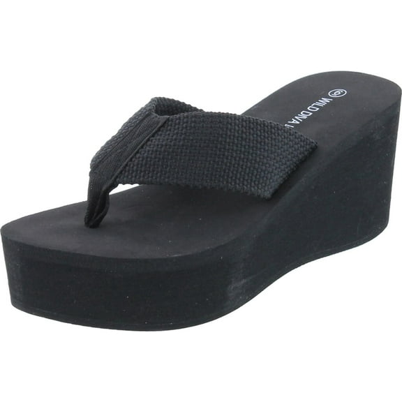 black high wedge flip flops