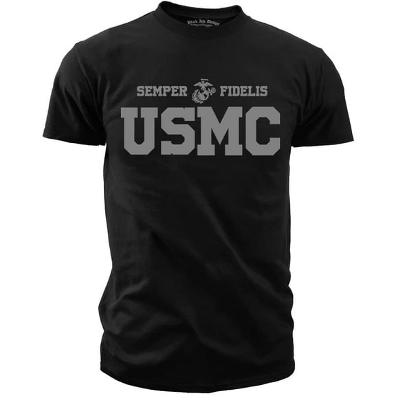 USMC Marines P/T Military Men's Black Ink T-shirt LG