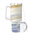 thumbnail image 2 of 40oz Tumbler with Handle and Straw – Insulated Stainless Steel Tumbler Travel Mug, Aesthetic Beige and Blue, 2 of 5