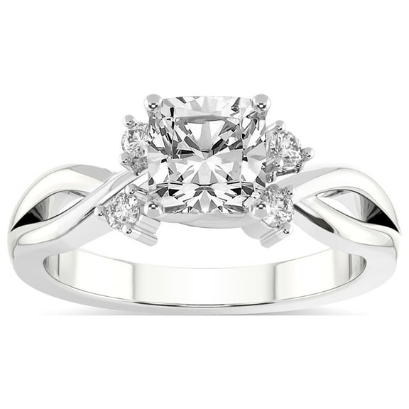 IGI Certified 2 Carat Cushion Shape Lab Grown Diamond Engagement Ring | 14K White Gold | Twisted Blossom Lab Diamond Ring | FG-VS1-VS2 Quality Friendly Diamonds