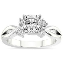 IGI Certified 1 Carat Cushion Shape Lab Grown Diamond Engagement Ring | 14K White Gold |Twisted Blossom Diamond Ring | FG-VS1-VS2 Quality Friendly Diamonds