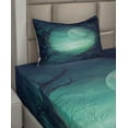 thumbnail image 3 of Ambesonne Gothic Fitted & Top Sheet Set with Sham, Spooky Valley in Woods, Navy Green, 3 of 5