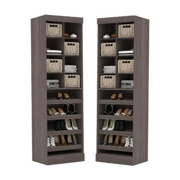Home Square 2 Piece Multi-Storage Cubby Set in Bark Gray