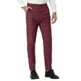 thumbnail image 5 of Unique Bargains Men's Slim Fit Plaid Business Pants Trousers with Pockets 38 Burgundy, 5 of 7