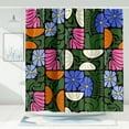 thumbnail image 3 of Boho Abstract Colorful Floral Shower Curtain, Vintage Retro Patchwork Blue Green Flower Botanical Geometric Aesthetic Groovy Bathroom Decor Shower Curtain Set with 12 Hooks, 72X72IN, 3 of 6