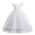 thumbnail image 1 of 2DXuixsh Girls Formal Dress A Line Swing Flared Long Maxi Girls Princess Dress Middle Large Children Long Dress Summer Children's Piano Performance Clothes White Size 150, 1 of 9