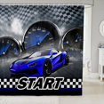 thumbnail image 1 of Erosebridal Rideau de Douche Voiture de Course Bleu 72x72, Rideau de Bain Géométrique Buffalo, Décoration Sports Extrêmes, 1 of 5