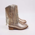 thumbnail image 3 of Puntoco Girls Glitter Fringe Cowboy Mid-Calf Boots Round Toe Side Zipper Low Block Heel Western Sparkly Tassel Boots for Party, 3 of 8