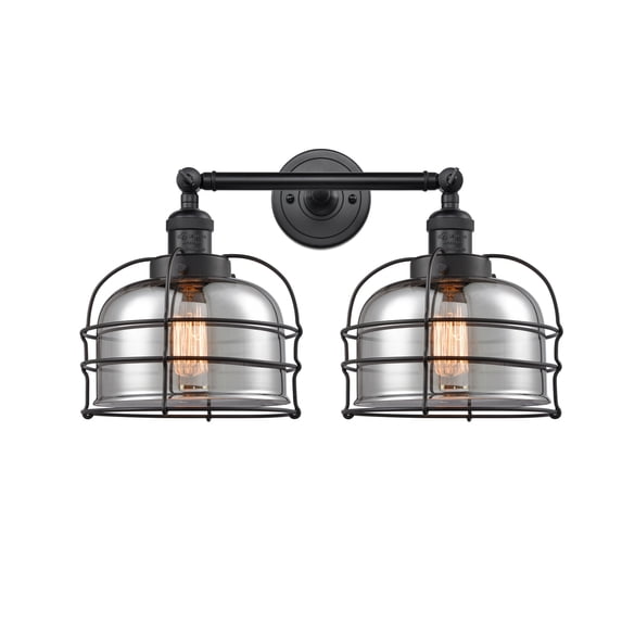 208-BK-G73-CE-LED-Innovations Lighting-Large Bell Cage - 19 Inch 7W 2 LED Bath Vanity Matte Black