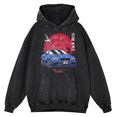 thumbnail image 2 of Sudadera con capucha retro desgastada con inicial de coche de carreras japonés GTR R34 para hombre, sudadera informal de moda, sudadera holgada 100 % algodón, sudadera de gran tamaño, 2 of 5