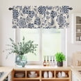 thumbnail image 5 of 3 Piece Kitchen Curtains and Valances Set Navy Blue Flowers Cafe Curtains 36 Inch Length Retro Ethnic Floral Pastoral Art Valance & Tier Curtain for Living Room Bedroom Small Window 54"x18"+27"x36"*2, 5 of 6