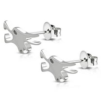 Stainless Steel Howling Winter Wolf Cut-Out Stud Post Earrings