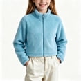 thumbnail image 2 of gbyLJF Girls Zip Up Fleece Jacket Stand Up Collar Fuzzy Outerwear Lightweight Soft Plush Winter Coat, 2 of 7