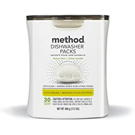 Method Dishwasher Detergent Packs, Lemon Mint, 30 Count
