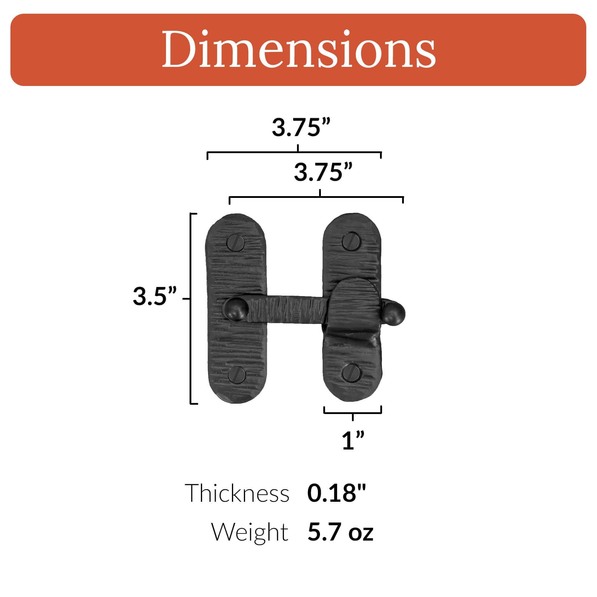 2 Pack 3.5 inch Decorative Bar Flip Latch- Black - Small Latch - Gate Hardware Wrought Iron Decorative Hardware Hook Latch Attic Door Latch - The Farmhouse Series by Borderland Rustic Hardware