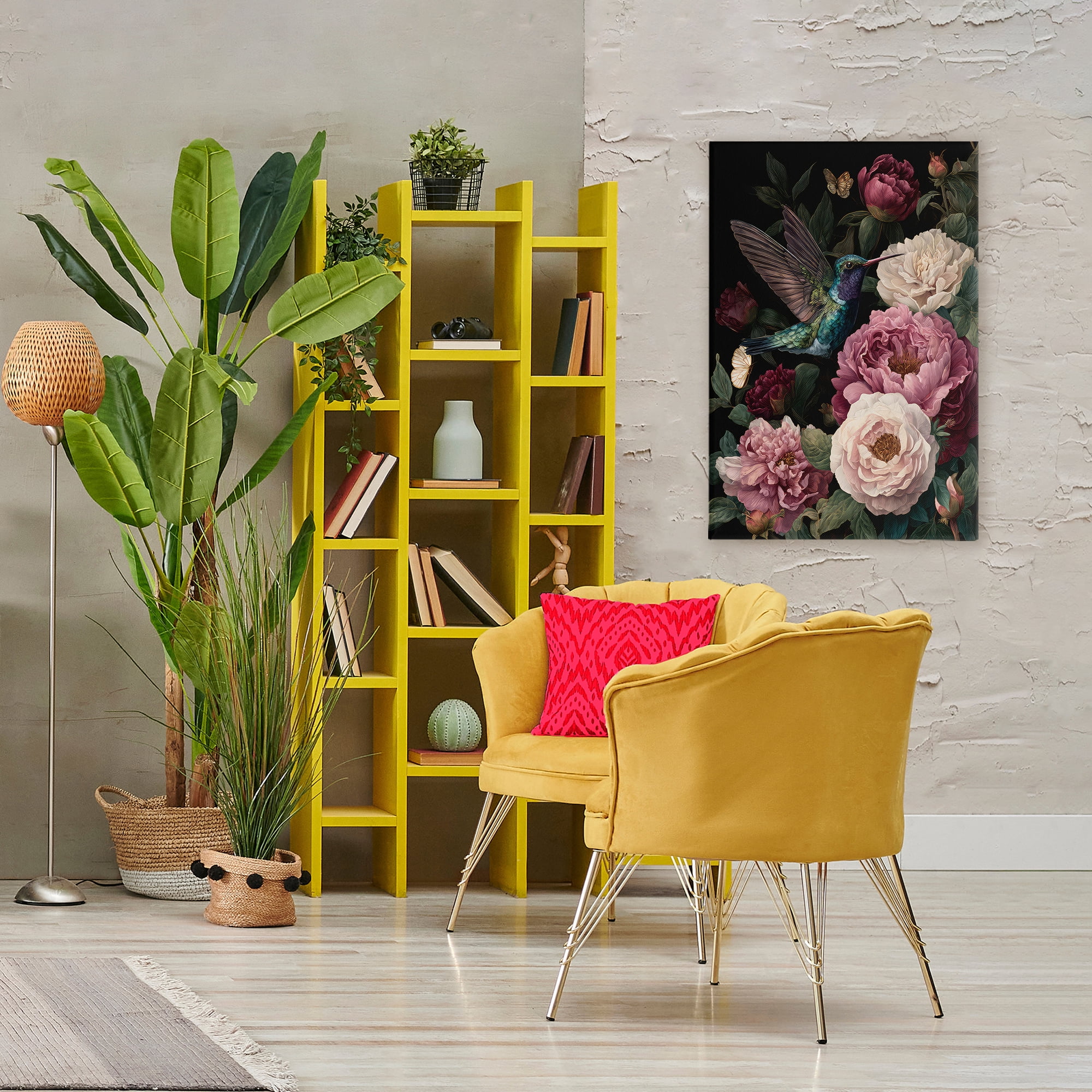 Stupell Industries Hummingbird & Lush Peonies Canvas Wall Art, design by The Wands Want