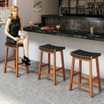 thumbnail image 5 of Woven Saddle Bar Stools Set of 2 Leather Counter Height Kitchen Barstool for Kithcen Island,  Outdoor Patio Dining Chairs, 5 of 9