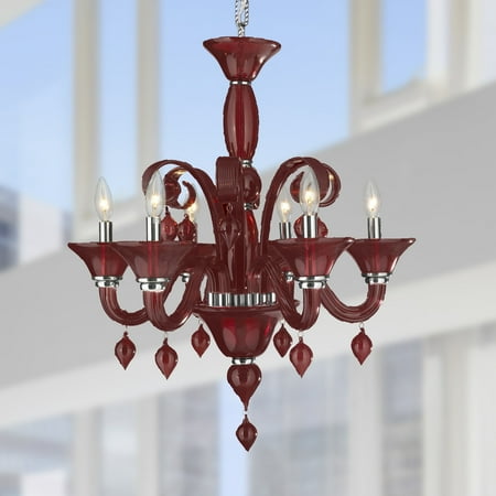 Brilliance Lighting And Chandeliers Murano Venetian Italian Style 6 Brilliance Lighting And Chandeliers Murano Venetian Italian Style 6 Light Blown Glass In Cranberry Red