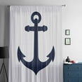 thumbnail image 5 of Nautical Anchor Semi Sheer Curtains Drapes for Living Room,Bedroom,French Doors Window 72 Inches Long,Farmhouse Minimalist White Abstract Art Rod Pocket Chiffon Curtain Drapery Voile Draperies Panel, 5 of 6
