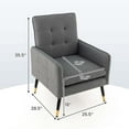 thumbnail image 3 of Costway Linen Fabric Accent Chair Modern Single Sofa Chair with Solid Metal Legs Gray, 3 of 8