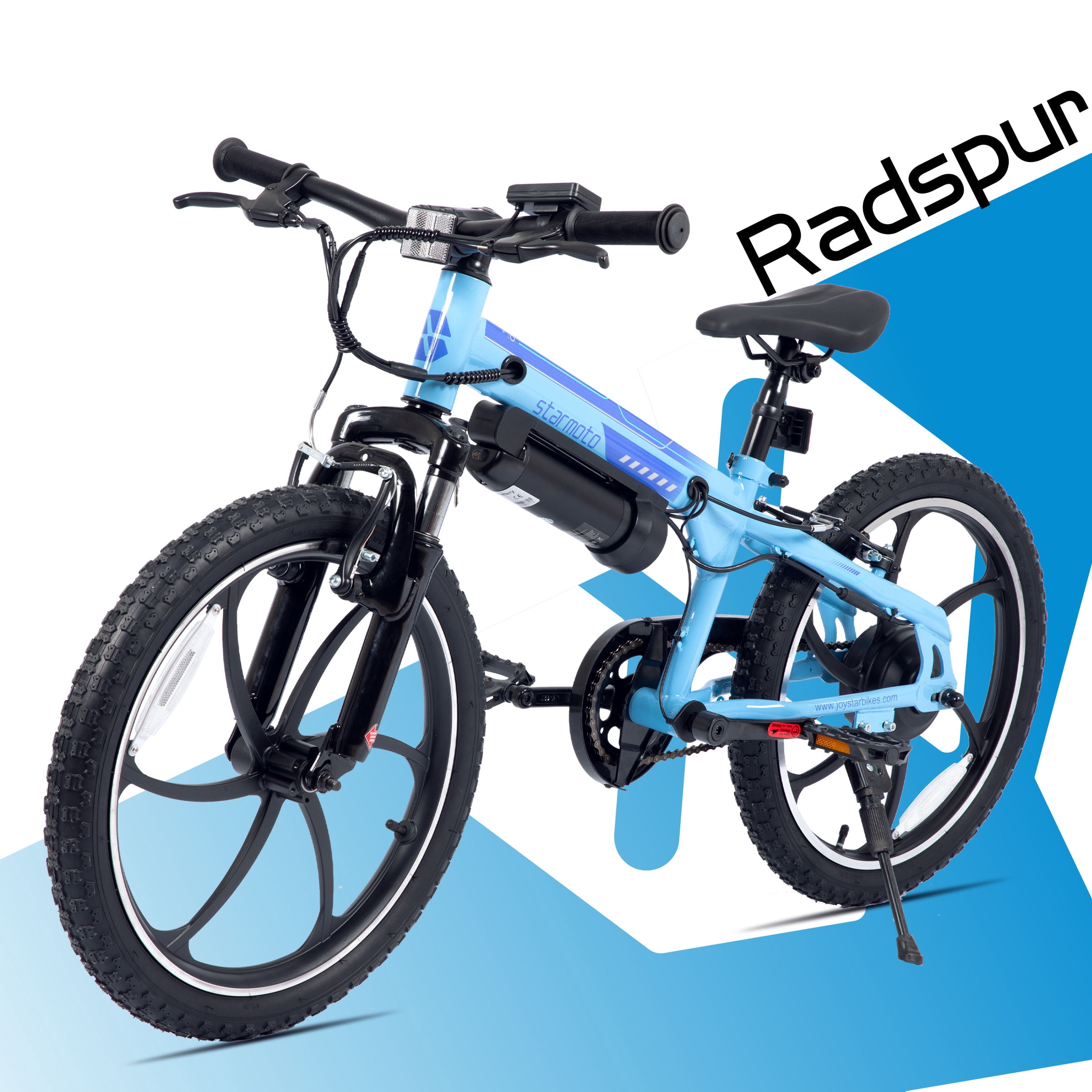 JOYSTAR Radspur Electric Bike 20" with 250W Brushless Motor, 15 Miles 15MPH Electric Mountain Bicycle with Removable Battery, Blue