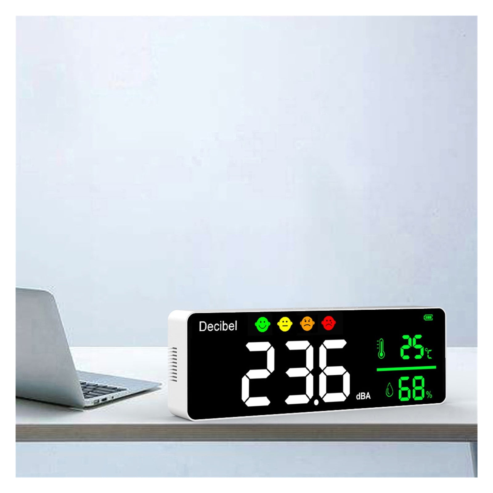 Noise Measuring Instrument Digital Decibel Sound Meter Temperature Meter Humidity Meter 3-in-1 Detector Indoor Wall Mounted Larg ,Small and Lightweight