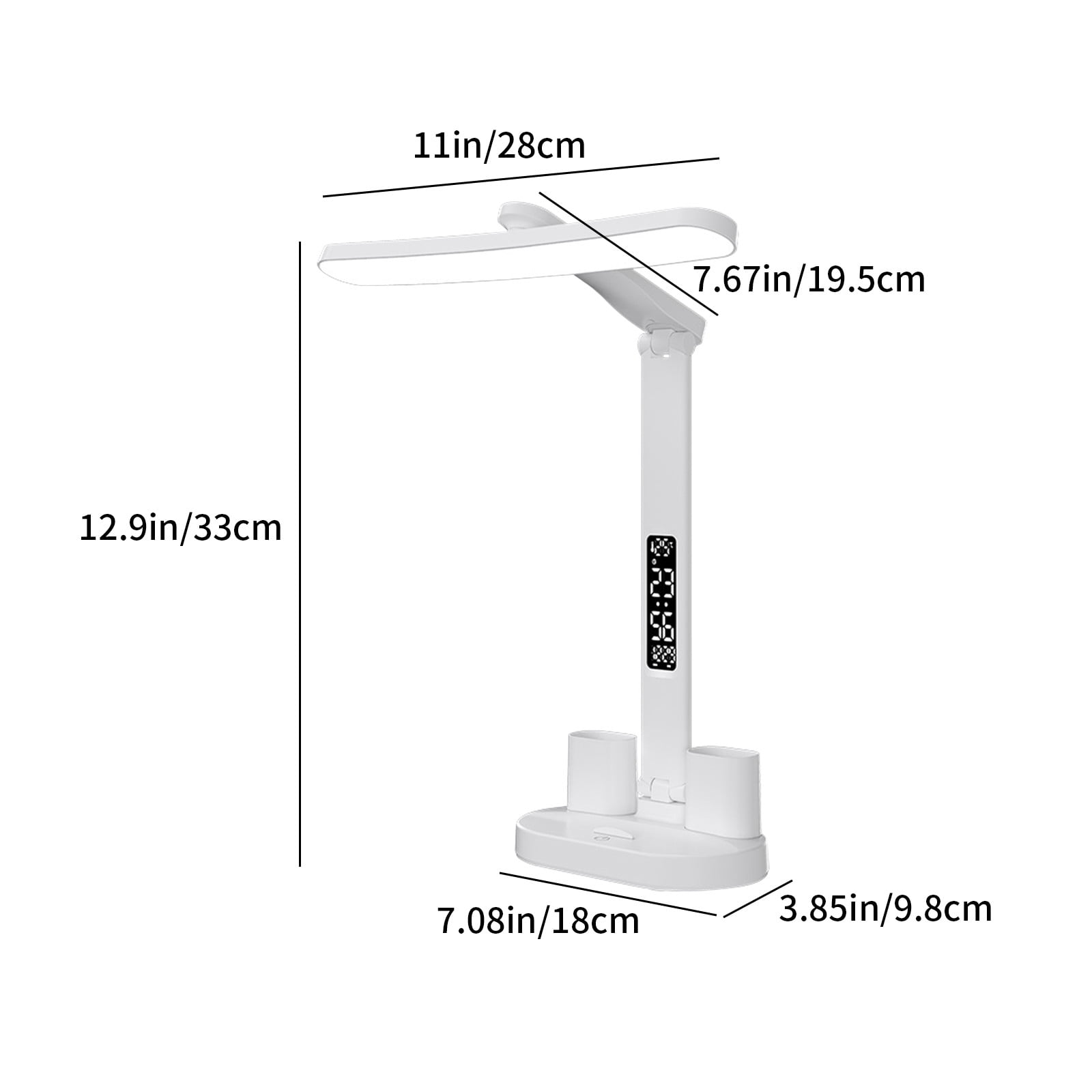WMTBSRSW LED Desk Lamp,Dimmable,3 Color Modes,Office Desk Light with Clock,Alarm,Date,Temperature,Touch Control,Foldable Lamp for Table Home Reading Study