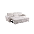 thumbnail image 2 of Hugoo 97"W Beige Chenille Reversible Sleeper Sectional Sofa Chaise w/USB+Pockets, 2 of 6