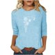 thumbnail image 1 of Camisetas Casuales de las Mujeres de Moda Impresa 3/4 Mangas Blusa Cuello Redondo para el Hogar Y Diario, 1 of 4