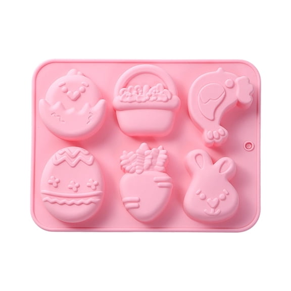 REZUOFI 1 Pcs Easter Egg Bunny Chick Chocolate Mold Flexible Non-Stick Baking Tool for Jelly Pudding Soap Cake Reusable Silicone Molds Holiday Dessert Candy Craft